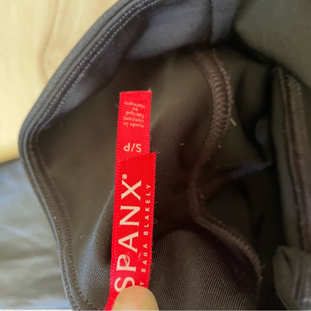SPANX Black Faux Leather High-Waist Leggings - Picture 2 of 3